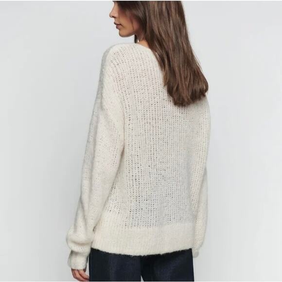 Reformation Kaya Oversized Baby Alpaca Wool Sweater Cream Sz XS Cozy Chunky Knit - Picture 11 of 16